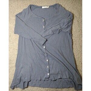 Cut Loose Blue Button Front Top Size Large Made In The USA 3/4 Sleeves